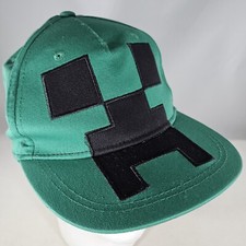 Jinx Minecraft Creeper Mob TNT Youth Hat Green Checkered Snapback Baseball Cap