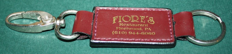 Souvenir Leather Key Fob: USA, PA, Fleetwood, Fiore's Restaurant