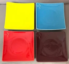 Lot of 4 Velata Square Appetizer Dishes with Rubber Bottoms China