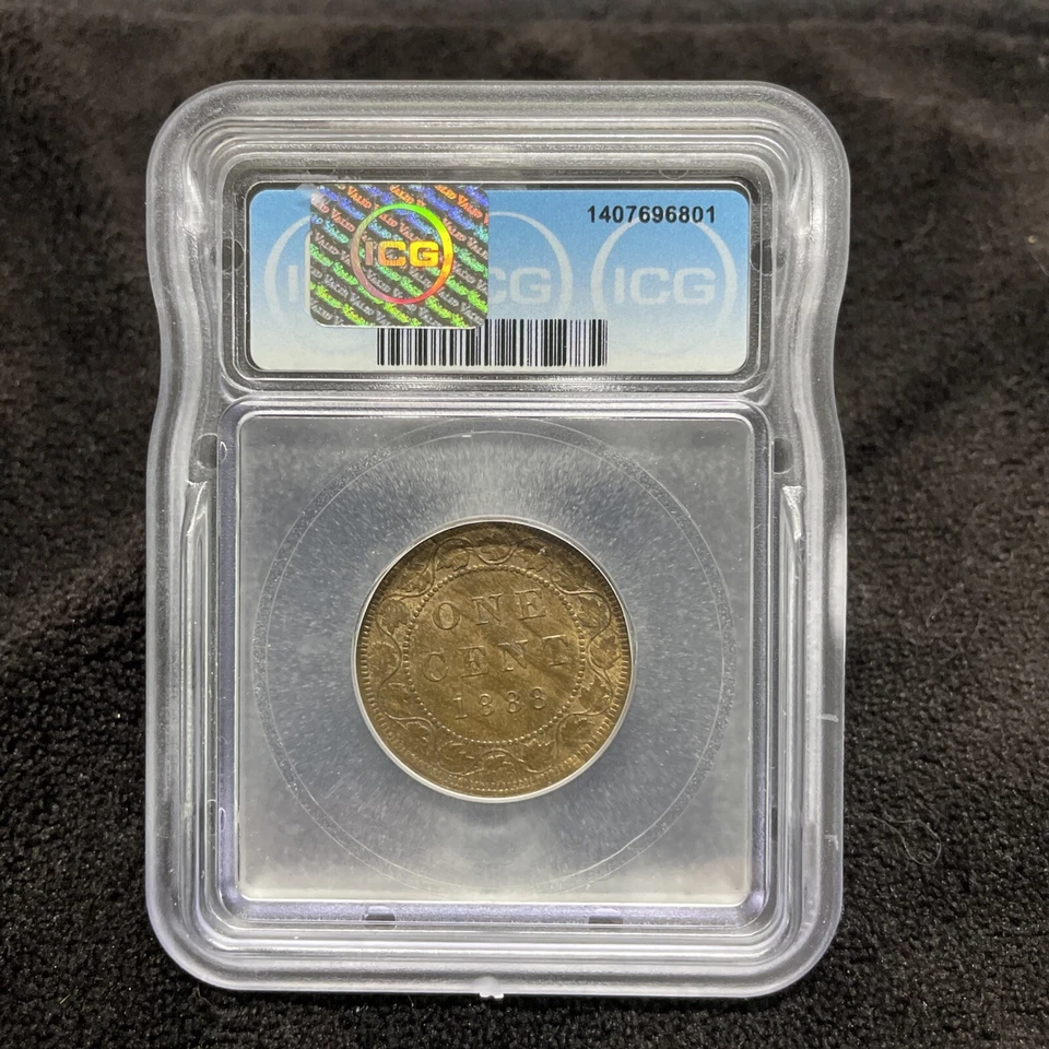 1888 CANADA 🇨🇦 Large Cent Queen Victoria ICG MS 63 RB RED BROWN - Image 2 of 4