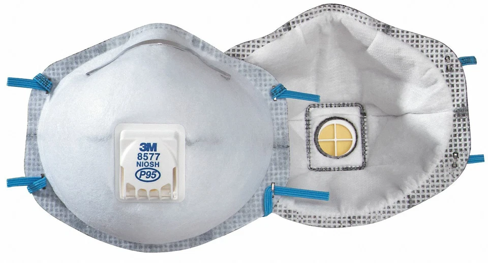 3M 8577 P95 Particulate Respirator Masks Organic Vapor Exhalation Valve 10/BX - Image 2 of 3