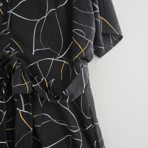 City Chic Jumpsuit Womens Plus Medium 18 Black White Yellow Geometric Wide Leg - Picture 10 of 20
