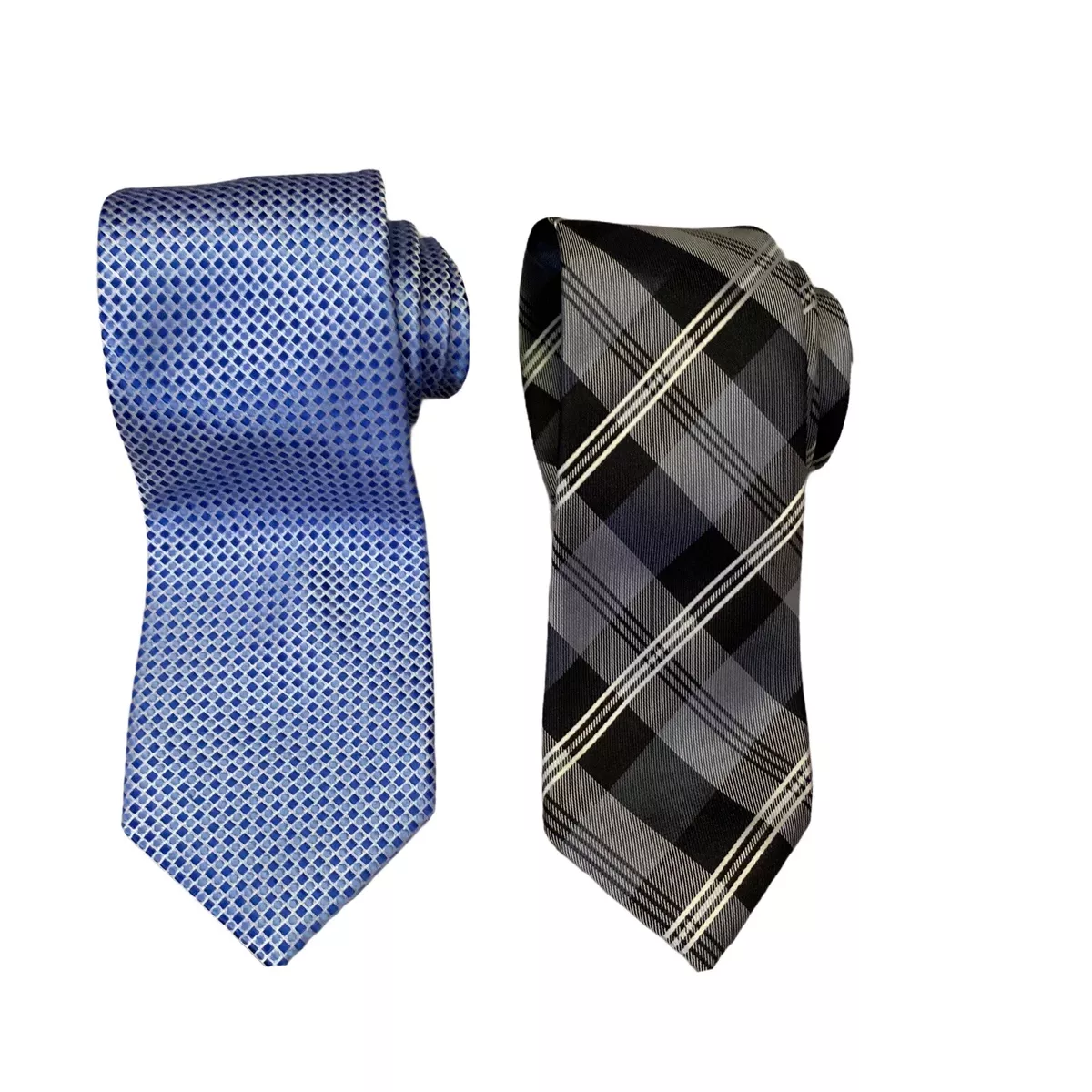 Two Geoffrey Beene Ties Workwear 100 Silk Geometric Black NWT