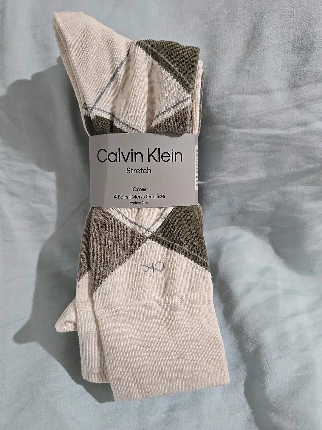 NEW Calvin Klein Mens Socks Crew Dress Stretch 4 Pairs Oatmeal Heather Free Ship