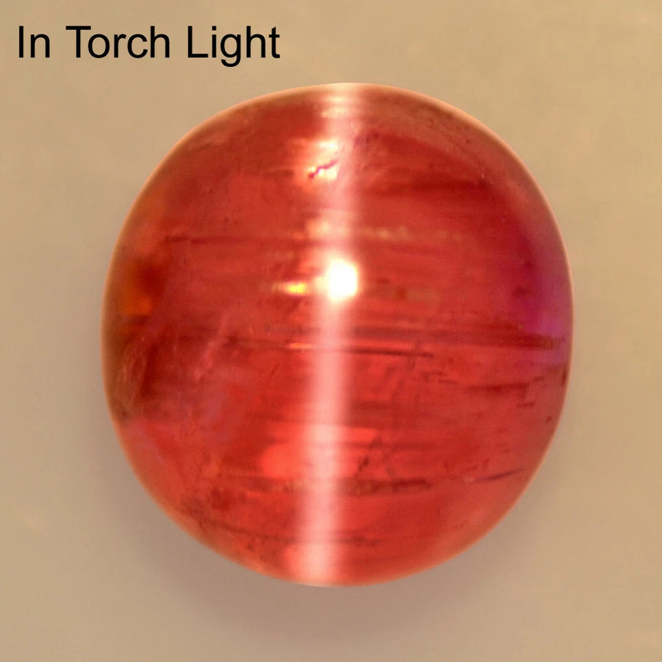 Natural Top Pink Tourmaline Cats Eye Fancy Round Cab 4.32 Cts Brazil Gemstone - Image 2 of 3