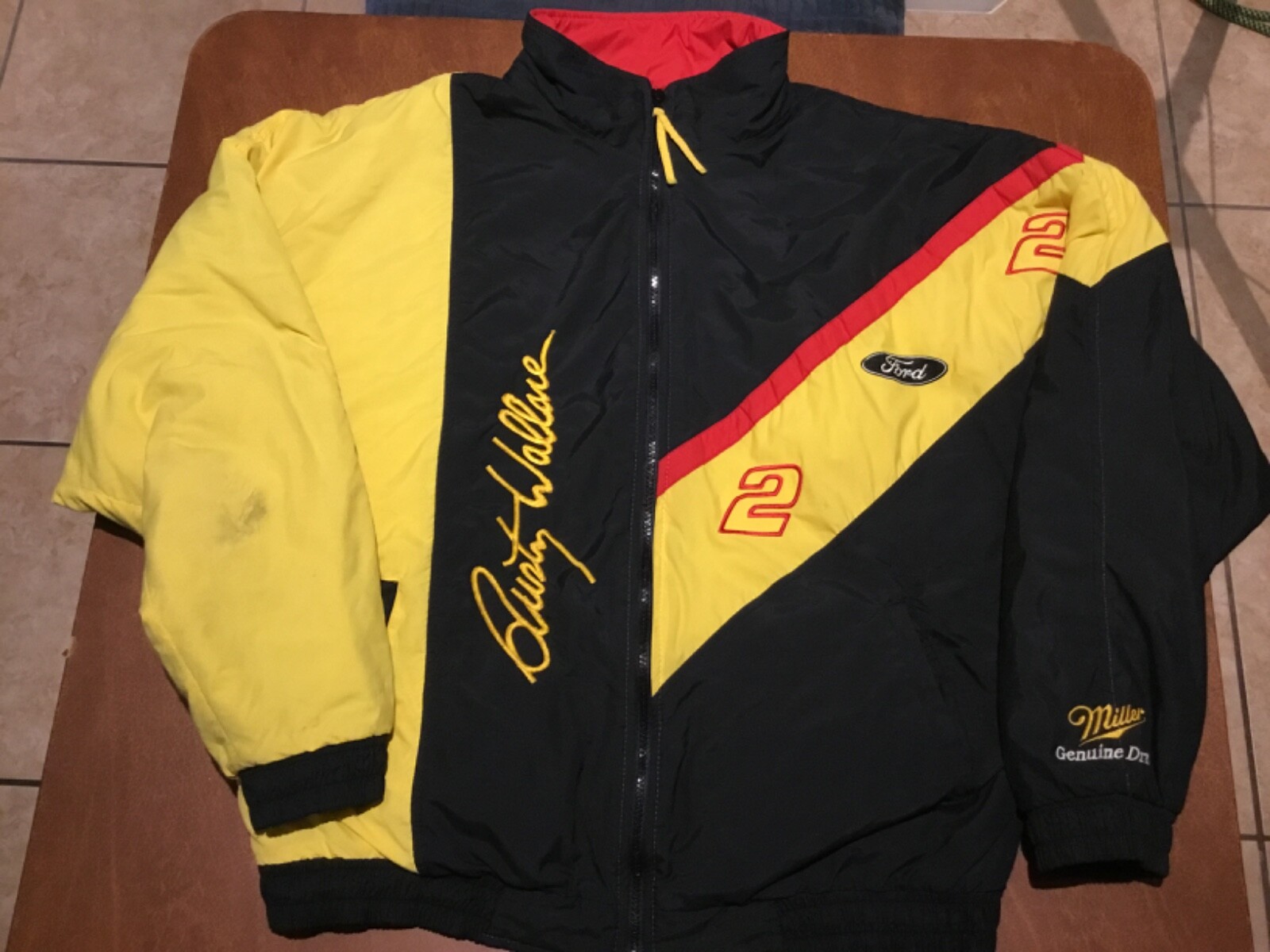 Vintage 90s Rusty Wallace #2 Penske Racing NASCAR Bomber Jacket Full Zip
