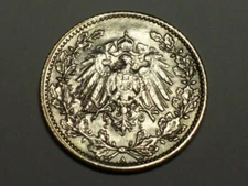 Silver 1919-A Germany Empire 1/2 Mark  KM#17    AU     SN6802