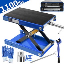 1100lbs Motorcycle Scissor Jack Safety Pin Lift Stand Wide Deck Hoist Atv.bike A