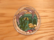 Dolphins Sun catcher Stained Glass Under Sea 6.5'' x 5''
