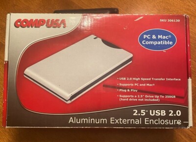 COMPUSA Aluminum External Enclosure 2.5'' Hard Drive PATA USB 2.0 120GB 306130