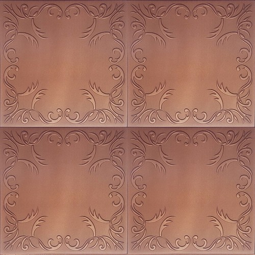 Ceiling Tiles, Glue Up 20" x 20", Decorative, Styrofoam, ROVEN Metallic Copper - Picture 3 of 4