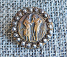 Antique Vtg Picture Button FOPs Steel Rivet Border   Aprx: 3/4" #306-A