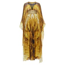 Alexander Mcqueen Embellished Kaftan Dress Women Yellow Size 36