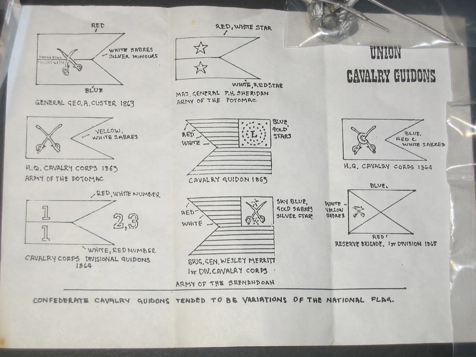 IMRIE RISLEY MINIATURES plomb 1/32 CONFEDERATE CAVALRY GUIDON le cimier andrea - Photo 2/4
