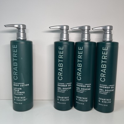 Crabtree & Evelyn [4 PK] Cleanse Clarify 3 SHOWER GEL & 1 LOTION 15oz(443ml)