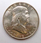 1950-D Franklin Half Dollar 90% Silver, FBL , Full Bell Lines, BU