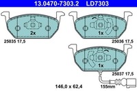 ATE BremsbelÄGe VW Golf 5G1 BQ1 BE1 BE2 Seat Leon 5F8 Audi A3 Skoda Octavia
