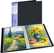 13X19 Art Portfolio Folder with Plastic Sleeves, 24-Pocket Portfolio Binder Disp