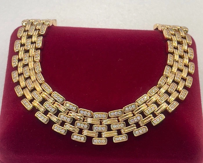 Luxus Armband Panzerkette Zirkonia 750er Rolled Gold 18K vergoldet 19cm Damen - Bild 4 von 4