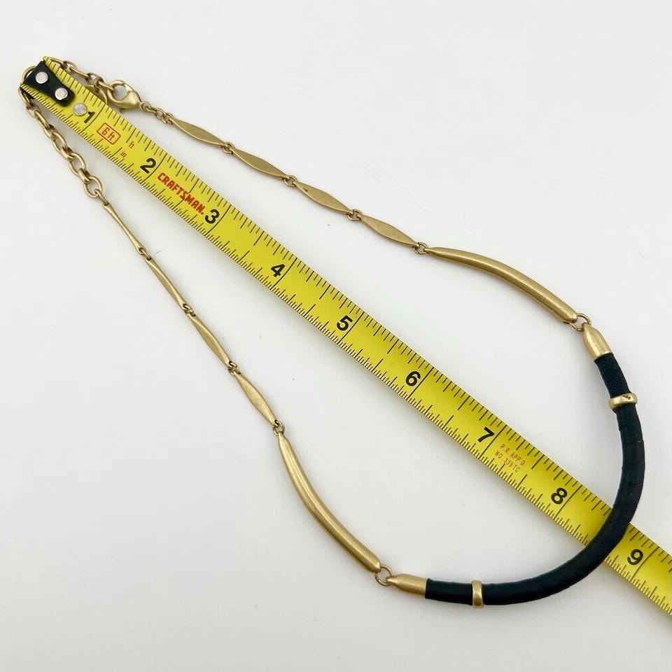 "Collar gargantilla Stella and Dot cuero tono dorado firmado 17""" Foto 2 de 4