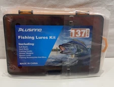 Plusinno Fishing Lures Kit 137 Pieces Hooks Weights Includes Tackle Box
