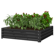 Raised Garden Bed Grey 120x120x30cm Galvanised Steel Modular Planter Kit 3pc Set