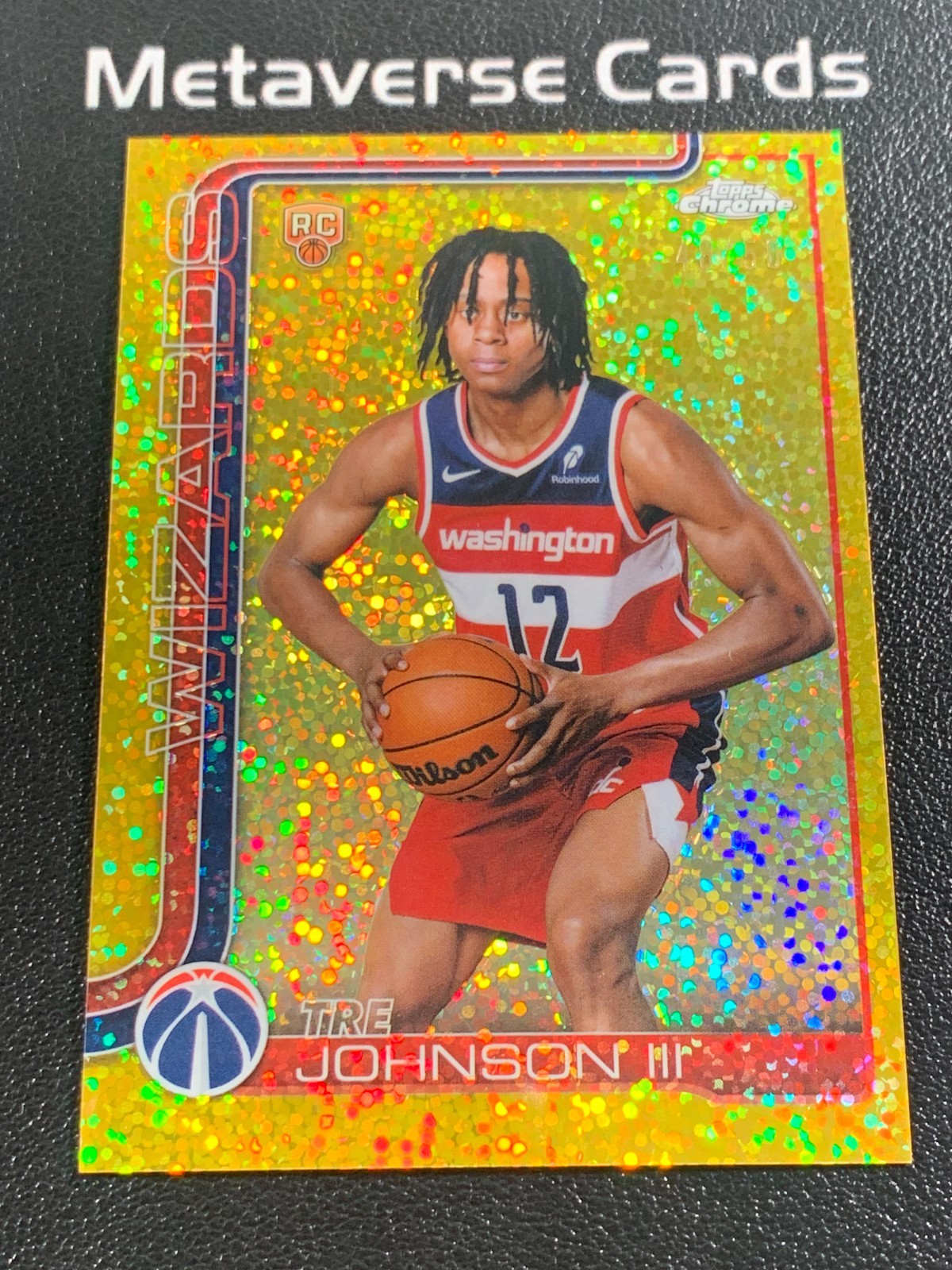 2025-26 Topps Chrome Tre Johnson III Gold Speckle Image Variation RC 48/50 SP