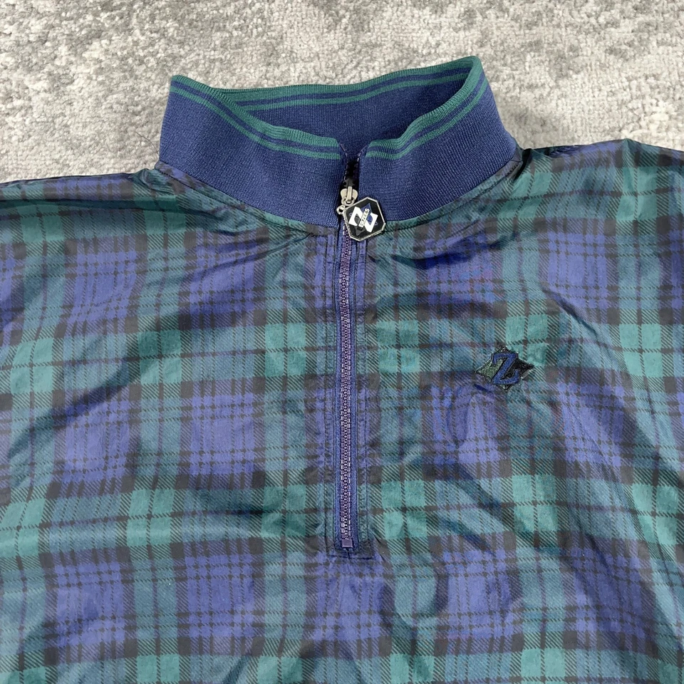 Винтажный Jerzees ветровка куртка мужская XL черный часы клетку 1/4 молнии гольф 90-х - Изображение 2 из 4