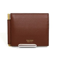 TOM FORD Money Clip Brown Bifold Wallet No Co...