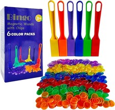 Magnetic Bingo Wand Chips - 6 Colors for Science Learning Counting Family Gam...