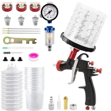 R500 LVLP Air Spray Gun 1.3/1.7/2.0mm Nozzle Paint Sprayer Gun w/22oz.Mixing Cup