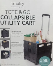 Simplify Tote & Go Collapsible Utility Cart, Collapsible Plastic Shopping Cart