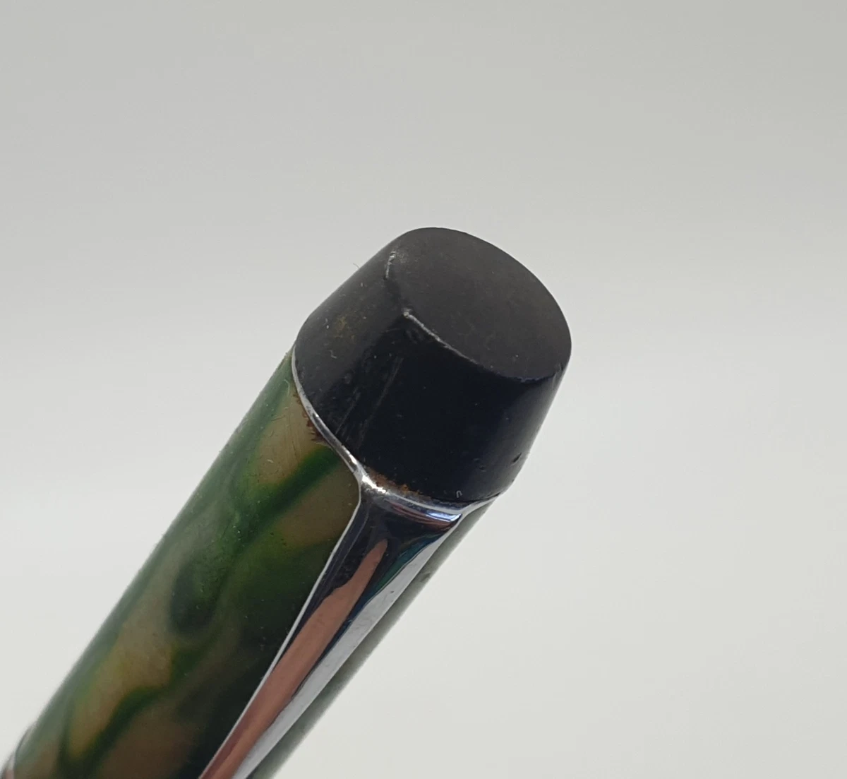 Vintage Mentmore Minor Green Marbled Button Filler Fountain Pen 14ct Gold Nib