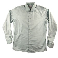 Eton Dress Shirt Mens Large Green Gingham Contemporary Cotton Long Sleeve 41 16