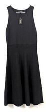 New Express sz S Fit & Flare Dress slinky black sleeveless tank 0202