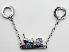 925 Sterling Silver Cat Charm Bracelet Safety Chain Pendant