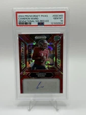 2024 Draft Picks - Sensational Signatures Cam Ward #SS-CWD Red Ice Prizm PSA 10 