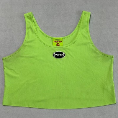 Forever 21 Women's Sz 3X Pepsi Logo Green Cropped Sleeveless Tank Top NWOT