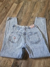 Pantalones de mezclilla vintage años 80 cintura alta lavado ácido sin excusas lavado a la piedra relajado cónico talla 9