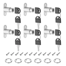 6 x 22mm Drawer Desk Cabinet Push Plunger Lock Keyed Alike