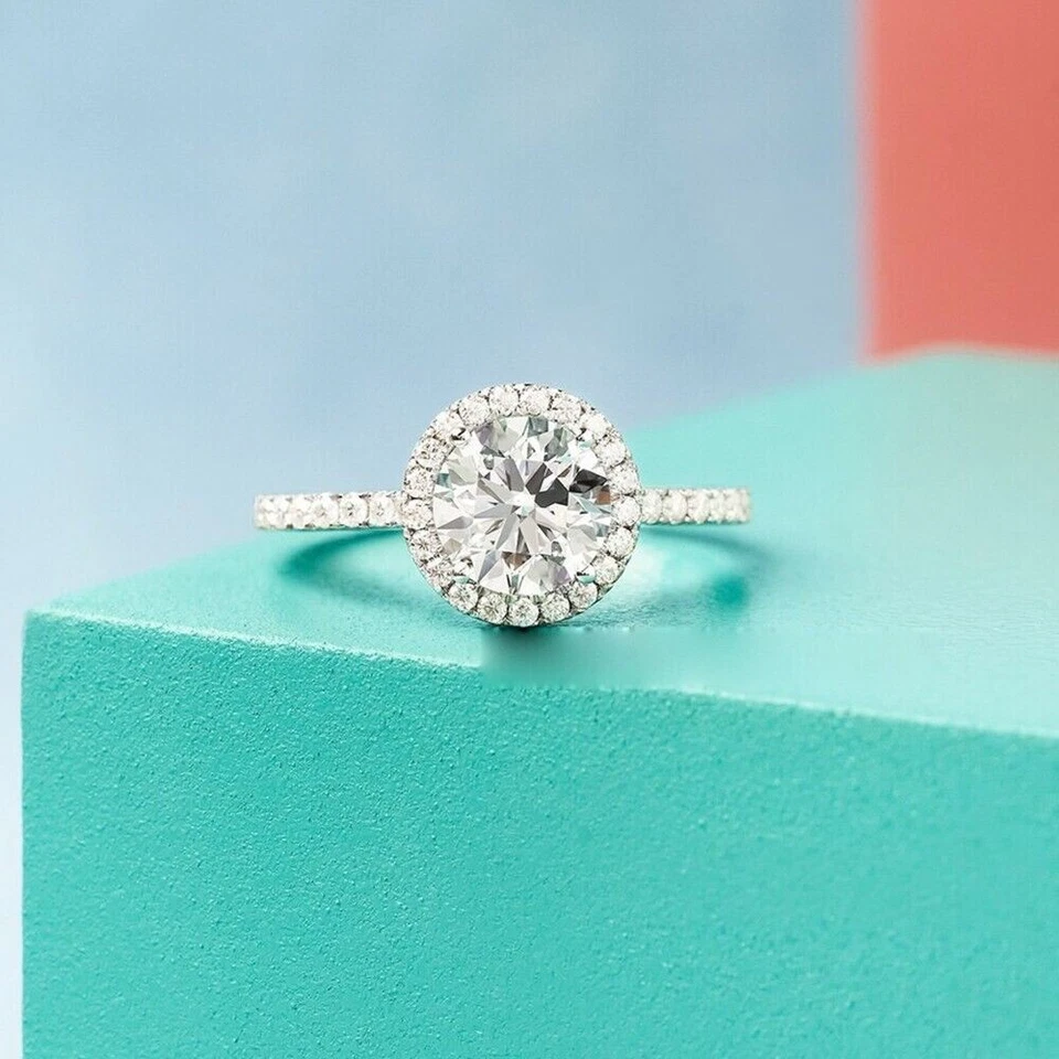 Diamant Ehering IGI GIA Zertifiziert Rund 1,36 Karat Lab Grown 18K Weißgold - Bild 1 von 4