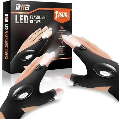 BIIB LED Taschenlampen-Handschuhe – freihändig, Halbfinger-Design, Heimwerken