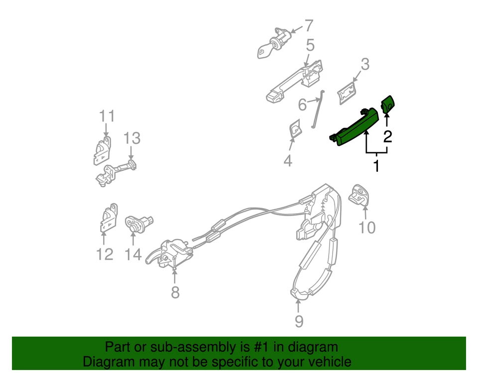 Genuine Nissan 2011-2012 Nissan Pathfinder - Handle Outside 806B1-ZL95D - Image 2 of 2