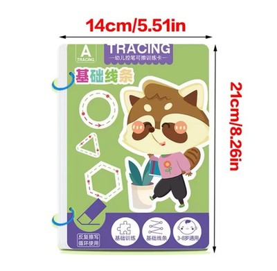 3pcs Reusable Tracing Workbook Set for Toddlers Writing & Drawing Practice