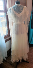 Victorian style dress romantic wedding off white delicate net lace gown formal 7