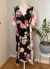 Miss Selfridge Bright Floral V-Neck Wrap Midi Dress  Size UK 8,10 Worn Once