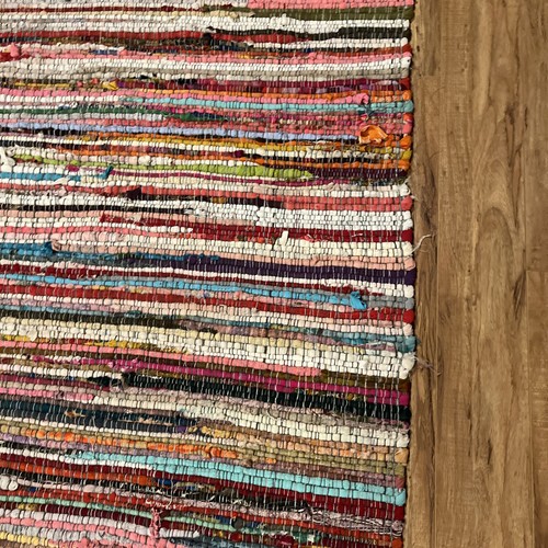 BOHO Rag Colorful Rug Chindi Rug Multi Color Rug 5'x4' 65"x48" Fabric - Picture 3 of 6