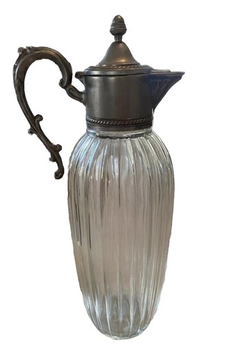 Sehr guter Zustand ~ Vintage Mid Century Italienische Silberplatte & Glas Chalet Karaffe Krug