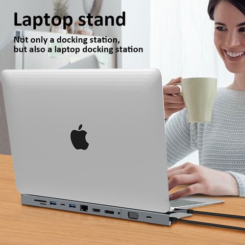 12 in 1 Type C Dock Hub USB C Laptop Docking Station Adapter For MacBook DELL HP - Picture 9 of 12