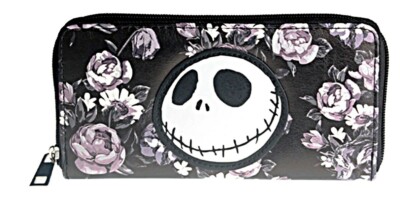 Nightmare Before Christmas Jack With Flowers Zip Around Hand Purse Clutch Wallet